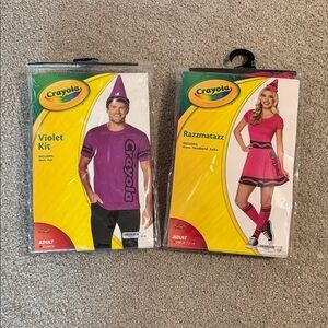 BUNDLE Crayola Violet and Razzmatazz Adult Costume Kits